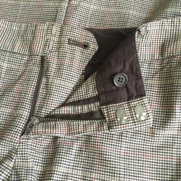 GAP Stretch Glen Plaid Flare Cuffed Trousers Y2K Tan Brown - Sz 6 - Picture 11 of 15